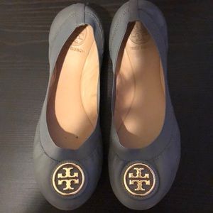 Women's Gray Caroline Leather Ballerina Flat 7.5